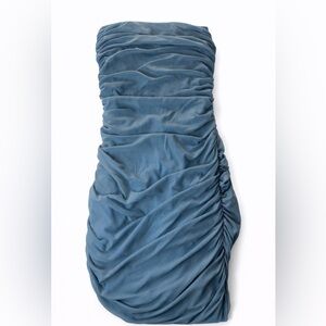 Elegant Blue Strapless Dress